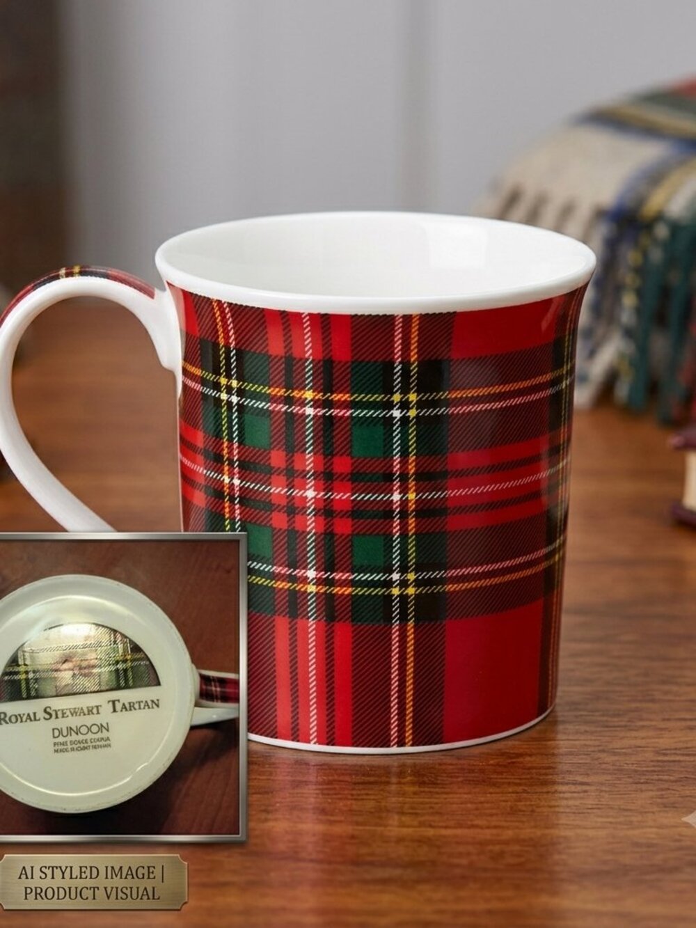 Dunoon Royal Stewart Tartan Mug — Fine Bone China, Made in UK